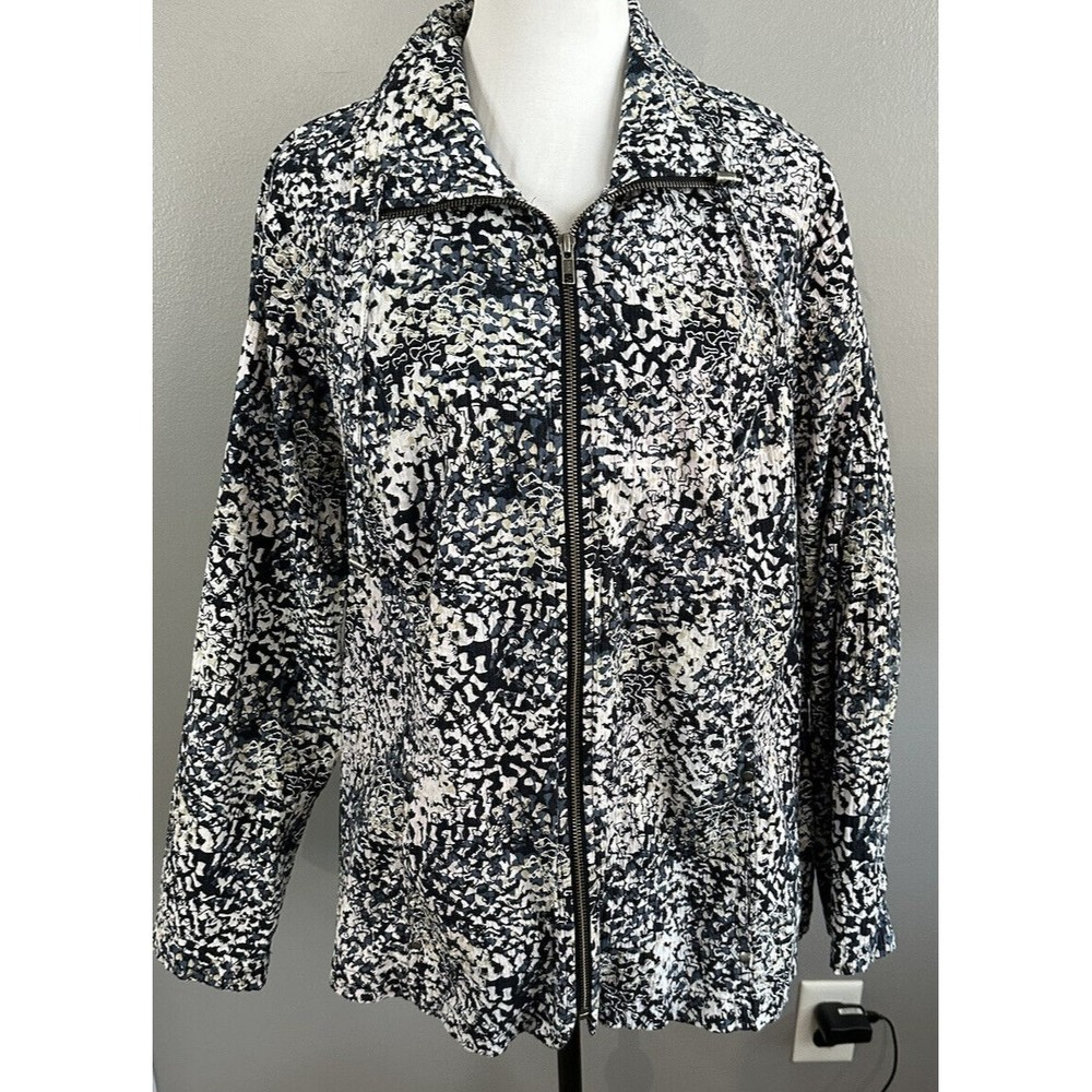 CJ Banks Lightweight Jacket Women’s 2X Long Sleeve Multicolor Full Zip Coat EUC